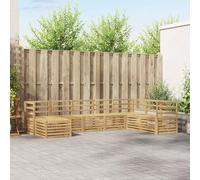 YunCangg Juego de sofá de 8 piezas de madera de acacia maciza, color blanco, 304 x 185,5 x 73 cm, modular para terraza, balcón, con asiento para relajarse y comer