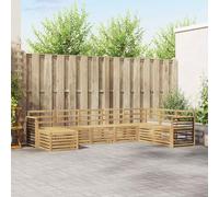 YunCangg Juego de sofá de 8 piezas de madera de acacia maciza, color blanco, 306 x 187,5 x 73 cm, modular para jardín, terraza, balcón, con asiento para relajarse y comer