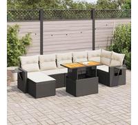 YunCangg Juego de sofás de jardín de 8 piezas con cojines de polirratán, resistente a la intemperie, para terraza, balcón, con espacio de almacenamiento, mesa ajustable y funda extraíble