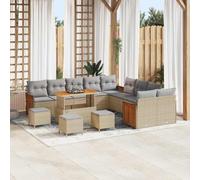 YunCangg Juego de sofás de jardín de polirratán con cojín, 18 piezas, color beige y gris claro, resistente a la intemperie, muebles para jardín, balcón, terraza con marco de acero, sofá modular