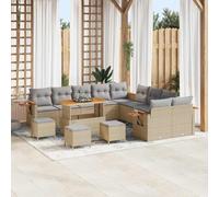 YunCangg Juego de sofás de jardín de polirratán con cojines, 18 piezas, color beige y gris claro, resistente a la intemperie, muebles para jardín, terraza, balcón, modular, ligero, con cojín y mesa