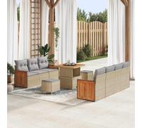 YunCangg Juego de sofás de jardín de polirratán de 13 piezas con cojines en beige y gris claro, resistente a la intemperie, muebles para jardín, terraza y balcón, sofá esquinero modular con acolchado