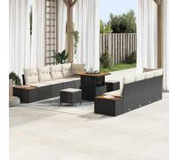 YunCangg Juego de sofás de jardín de polirratán, resistente a la intemperie, con cojín, 11 piezas, para jardín, balcón, terraza, salón, muebles de exterior, cómodos, modulares y fáciles de limpiar
