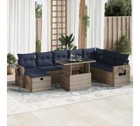 YunCangg Juego de sofás de jardín de ratán gris con cojines y espacio de almacenamiento, plegable, para terraza, balcón y porche, incluye mesa, taburete, sofás, asientos modulares