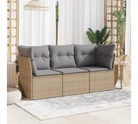YunCangg Juego de sofás de jardín de ratán sintético de 3 piezas con cojín, color beige, resistente a la intemperie, para terraza, balcón y jardín de invierno, conjunto de asientos modulares con funda