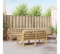 YunCangg Juego de sofás para exteriores con cojines de poliéster blanco y beige, 6 unidades, para jardín, terraza, balcón, combinación versátil para sentarse relajado y sentirse bien