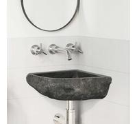 YunCangg Lavabo gris piedra de río 37 x 37 x 12 cm para baño y jardín, ahorra espacio, fácil de limpiar, robusto y versátil para interiores y exteriores
