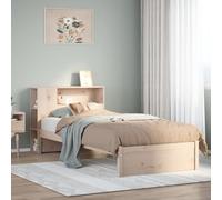 YunCangg Librería de 75 x 190 cm de madera maciza de pino con somier y espacio de almacenamiento, cabecero que ahorra espacio, sin colchón, estructura robusta para dormir y ordenar la habitación