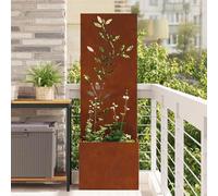 YunCangg Lienzo de protección visual para jardín, diseño floral, oxidado, 50 x 32 x 150 cm, acero mate, resistente a la intemperie, con incrustaciones decorativas para terraza y jardín, como