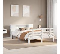YunCangg Litera blanca de 160 x 200 cm, madera maciza de pino con espacio de almacenamiento, cabecero y somier, estructura de cama estable sin colchón, ahorra espacio, para dormitorio