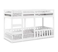 YunCangg Litera blanca de 80 x 200 cm, madera maciza de pino con protección anticaída y escalera, cama infantil estable con somier, cama alta que ahorra espacio, adecuada para colchones de hasta 10 cm