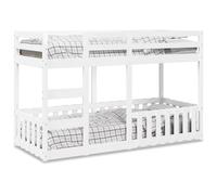 YunCangg Litera blanca de madera maciza de pino 90 x 190 cm con escalera y protección contra caídas, cama para niños estable que ahorra espacio para familias con somier y marco seguro