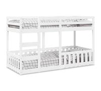 YunCangg Litera blanca de madera maciza de pino, 90 x 200 cm, con somier, protección contra caídas y escalera, cama alta para familias infantiles e invitados durante la noche