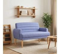 YunCangg Loveseat Jeans de dos plazas azul con cierre de botón, banco acolchado de tela 116 x 67 x 80 cm, construcción estable de material de madera, asiento suave, ideal para salón, dormitorio