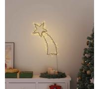 YunCangg Luces navideñas con forma de estrella fugaz con 80 ledes, luz blanca cálida, plástico, 29 x 61 cm, alimentación USB, 8 efectos de luz, interior, decoración festiva para ventanas y paredes