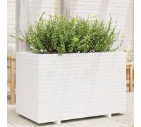 YunCangg Macetero blanco de madera maciza de pino, 110 x 60 x 72 cm, para jardín, balcón, terraza, interior y exterior, maceta con orificio de drenaje y posavasos para hierbas y verduras
