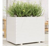 YunCangg Macetero blanco de madera maciza de pino, 90 x 60 x 72,5 cm, grande, para jardín, balcón, terraza con orificio de drenaje y drenaje, ideal como maceta, maceta, maceta, caja para hierbas