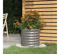 YunCangg Macetero de acero galvanizado, 40 x 40 x 36 cm, gris, resistente a la intemperie, con orificio de drenaje, ideal para jardín, balcón, terraza y uso en interiores