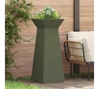 YunCangg Macetero de columnas, 2 unidades, color verde oliva, 40 x 40 x 101 cm, resistente a la intemperie, para jardín, balcón, terraza con drenaje y montaje, maceta estable para flores, hierbas y