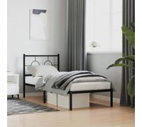 YunCangg Marco de cama con cabecera de metal, negro, 80 x 200 cm, marco de acero estable con somier y espacio de almacenamiento debajo de la cama para comodidad en el dormitorio y soporte óptimo del