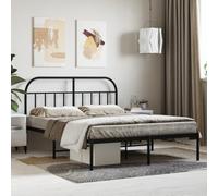 YunCangg Marco de cama con cabecero de metal, negro, 140 x 200 cm, marco de acero con somier, cama de plataforma con espacio de almacenamiento, marco estable para dormir, diseño moderno para