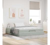 YunCangg Marco de cama con colchón, 180 x 200 cm, terciopelo gris claro, cama de almacenamiento de alta densidad, colchón de espuma, cama de plataforma moderna con cabecero, juego de comodidad y orden