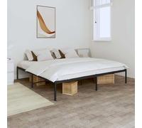 YunCangg Marco de cama de metal, negro, 180 x 200 cm, estructura de acero resistente con somier y espacio de almacenamiento debajo de la cama, para dormitorio, compatible con colchón, cabecero, baúl y