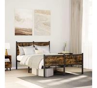 YunCangg Marco de cama de metal sin colchón, 120 x 200 cm, zona de fumadores con cabecero y espacio de almacenamiento, marco de cama de metal estable con somier para dormitorio, comodidad y uso a