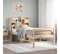 YunCangg Marco de cama de pino macizo de 75 x 190 cm con cabecero y somier, cama de almacenamiento sin colchón, resistente juego de dormitorio para un sueño reparador y orden