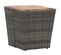 YunCangg Mesa auxiliar gris de poliratán y madera maciza, 41,5 × 41,5 × 43 cm, para jardín, balcón, terraza, resistente a la intemperie, estable, compacta, ahorra espacio, versátil