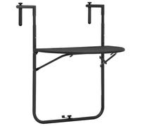 YunCangg Mesa colgante para balcón, color marrón, aspecto de ratán, 60 x 64 x 83,5 cm, plegable, resistente a la intemperie, estable, con estructura de acero, altura regulable, ahorra espacio, para