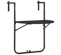 YunCangg Mesa colgante para balcón, color negro, aspecto de ratán, 60 x 64 x 83,5 cm, con estructura de acero, plegable, altura regulable, ahorra espacio, estable, para jardín, terraza, exterior y