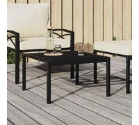 YunCangg Mesa de centro de jardín negra, 60 x 60 x 35 cm, acero resistente con recubrimiento en polvo, mesa auxiliar duradera para terraza, balcón y exterior