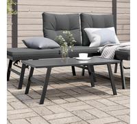YunCangg Mesa de centro de jardín negra de acero con recubrimiento en polvo, 90 x 45 x 35 cm, estable, resistente a la intemperie, para balcón, terraza, jardín de invierno, exterior como mesa auxiliar