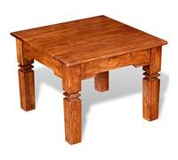 YunCangg Mesa de centro de madera maciza de acacia, 60 x 60 x 45 cm, con acabado en color miel, mesa auxiliar para salón, mesa auxiliar con estante robusto, aspecto de palisandro, versátil para sofá y
