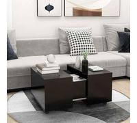YunCangg Mesa de centro negra de madera 60 x 60 x 38 cm extensible con ruedas y espacio de almacenamiento, mesa auxiliar con compartimento interior para sofá, oficina, salón, estante y almacenamiento