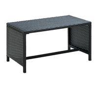 YunCangg Mesa de centro negra de poliratán, 70 × 40 × 38 cm, con estructura de acero pulverizado, mesa auxiliar estable para salón, jardín, oficina, exterior con superficie fácil de limpiar