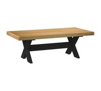 YunCangg Mesa de centro Noain con patas en forma de X, madera maciza de pino 120 x 60 x 40 cm, mesa de salón con estante, mesa auxiliar de madera, construcción estable para sofá y salón