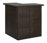YunCangg Mesa de esquina marrón de ratán sintético con marco de acero, 100 x 50 x 105 cm, ahorra espacio y es estable, con 3 compartimentos para cocina, comedor, bar y jardín