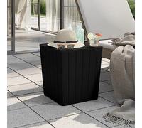 YunCangg Mesa de jardín con tablero extraíble de polipropileno negro, 38,5 x 38,5 x 42 cm, espacio de almacenamiento de 43 L, resistente a la intemperie y robusta, para balcón, terraza, terraza
