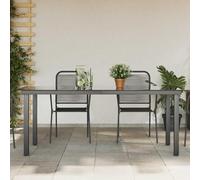 YunCangg Mesa de jardín negra 190 x 90 x 74 cm, aluminio y cristal, resistente a la intemperie, estable, fácil de limpiar, para balcón, terraza, exterior, camping, ideal como mesa auxiliar o mesa de