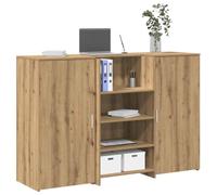 YunCangg Mesa de recepción de roble Artisan, 155 x 50 x 103,5 cm, material de madera con espacio de almacenamiento y compartimento, mesa de trabajo versátil para oficina, oficina en casa, secretaria