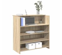 YunCangg Mesa de recepción de roble Sonoma de madera de 100 x 50 x 103,5 cm con espacio de almacenamiento y estantes, mesa de trabajo versátil para oficina, oficina en casa, secretaria, ergonómica y