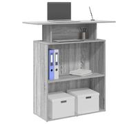 YunCangg Mesa de recepción gris Sonoma de madera 100 x 40 x 104 cm con espacio de almacenamiento y estante, mesa de trabajo versátil para oficina, oficina en casa, secretaria o gaming, ergonómico y
