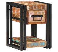 YunCangg Mesita de noche, 2 piezas, multicolor, madera de desecho maciza, 30 x 30 x 40 cm, con cajón y estantería, mesa auxiliar pequeña para dormitorio, mesa de cama estable que ofrece más espacio