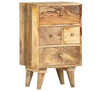 YunCangg Mesita de noche de madera maciza de mango 36 x 30 x 60 cm con 4 cajones, pequeña mesa auxiliar para dormitorio, elegante mesita de noche, pulida y lacada, mesita de noche compacta para más