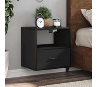 YunCangg Mesita de noche negra 40 x 31 x 39,5 cm material de madera y metal con cajón, mesa auxiliar pequeña para dormitorio, mesita de noche compacta para más espacio de almacenamiento y orden