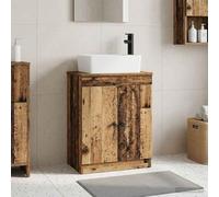 YunCangg Mueble de baño con lavabo de madera recuperada, 54 x 35 x 83 cm, mueble de baño con espacio de almacenamiento, tiradores de metal, práctico estante