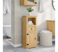 YunCangg Mueble de baño Corona de madera maciza de pino con acabado de cera miel, 45 x 33 x 110 cm, espacio de almacenamiento con cajón y puerta para muebles de baño, ahorra espacio y es resistente