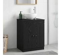 YunCangg Mueble de baño negro de madera de 54 x 41 x 70 cm con espacio de almacenamiento y puertas suspendidas de 90°, tiradores de metal, armario flexible para baño, inodoro de invitados, moderno